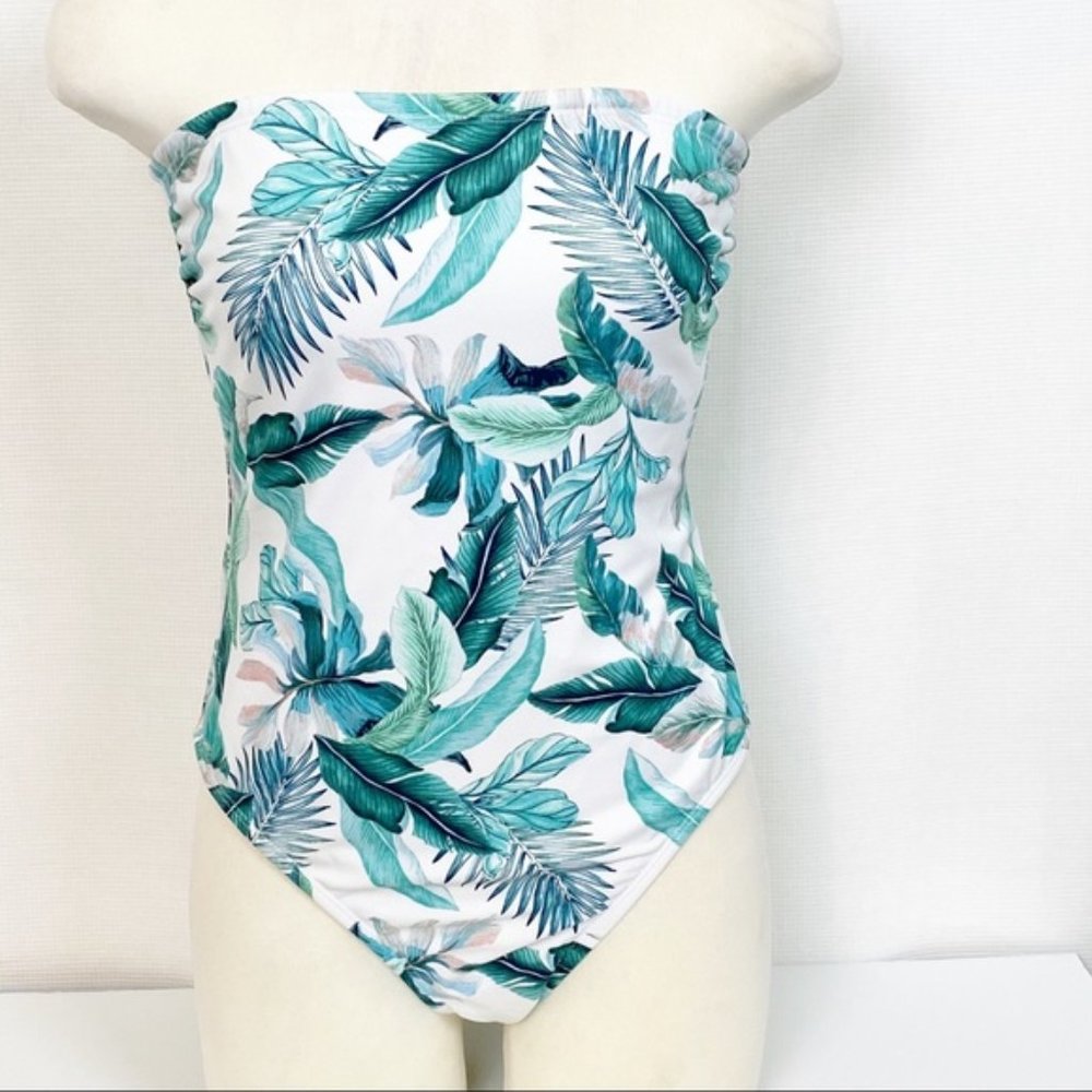 Kirra Tropical Print Strapless Swim Suit